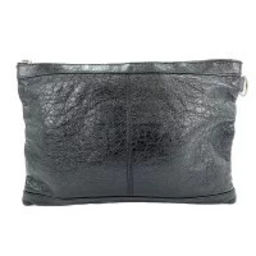 Balenciaga Leather Clip Clutch Bag Black